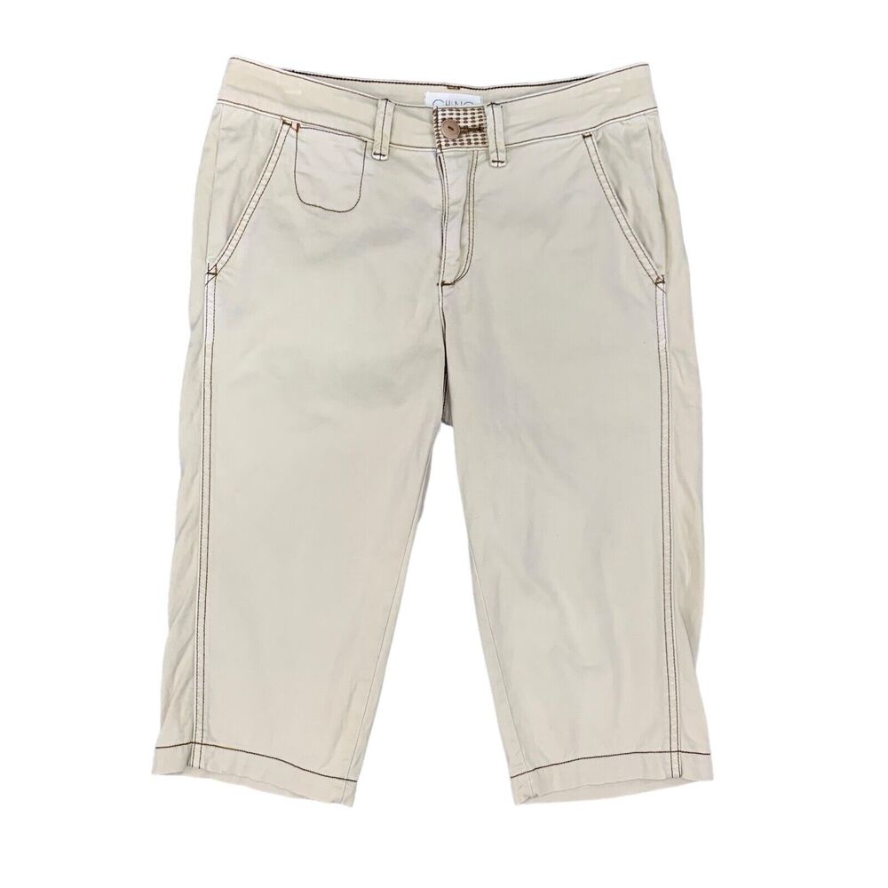 Anthropologie Chino Pedal Pusher 26 Cotton Stretch Belt Loops Clam Digger Pants